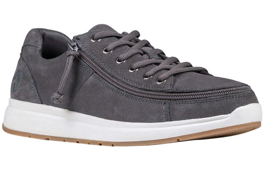 Grey BILLY Comfort Low men's adaptive suede comfort shoes with side zipper, ideal for arthritis and easy on access