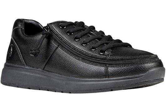 Black BILLY Work Comfort Lows men's adaptive slip resistant work shoes with side zipper, ideal for diabetic feet and arthritis