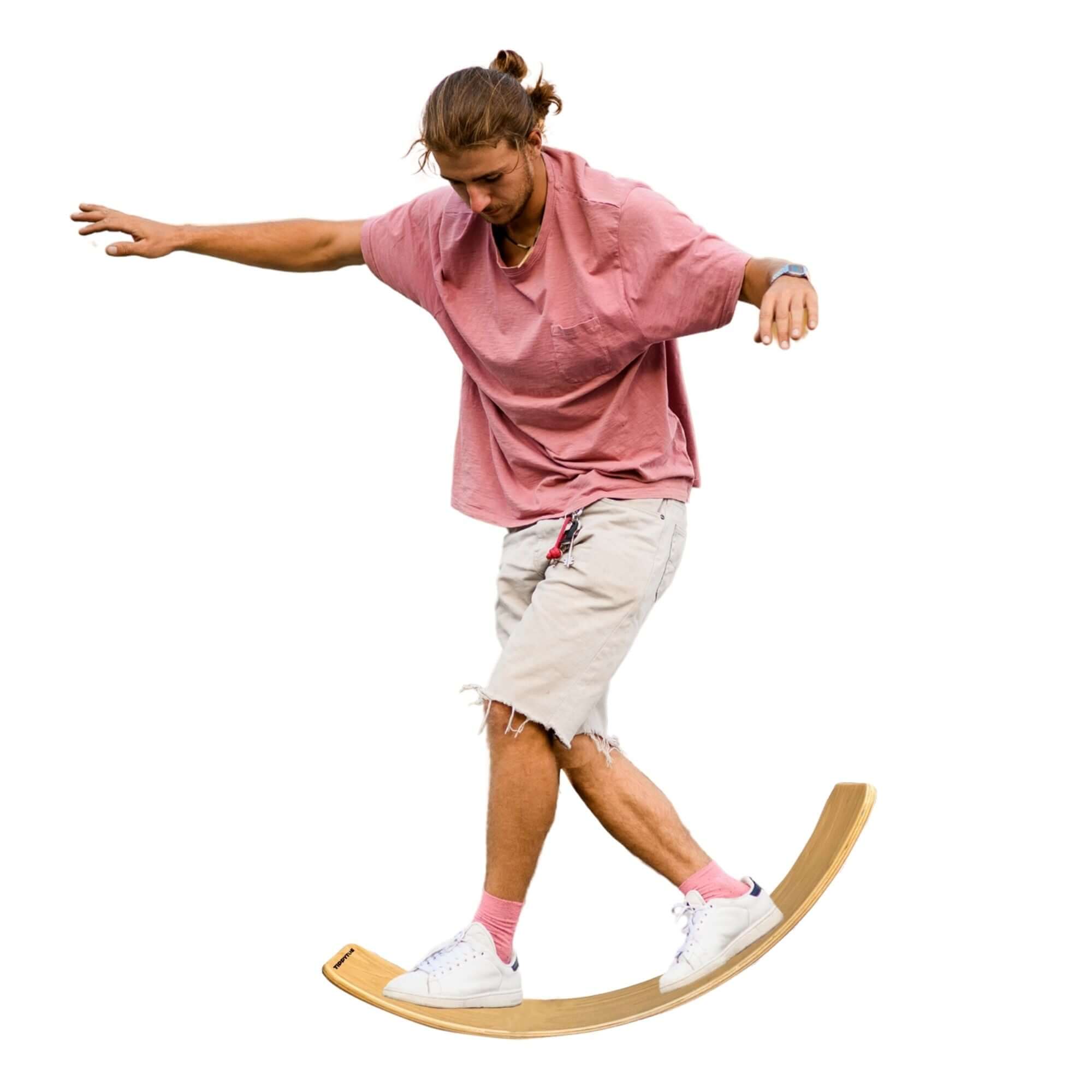 TippyToe Adult Balance Board Wooden Wobble Board, Yoga Curvy Board, Rocker Board Natural Wood for Adults - Natural - shoekid.ca